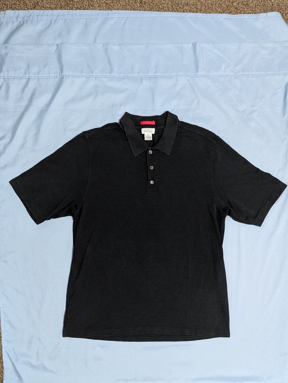 Barneys NY Silk Blend Knit Polo Shirt Mens Extra Large Black Textured Casual XL